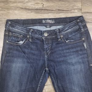 Silver Aiko Skinny Leg Dark Wash Low Rise Denim Jeans Size 29 Womens Pants